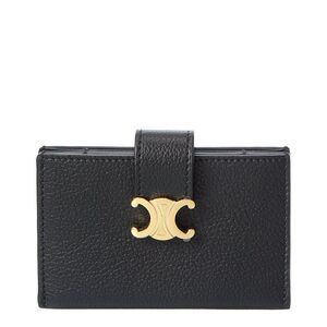 Celine Accordeon Leather Card Holder, Black
